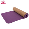 9mm OEM custom non slip eco friendly tpe rubber cork  yoga mat with double layer